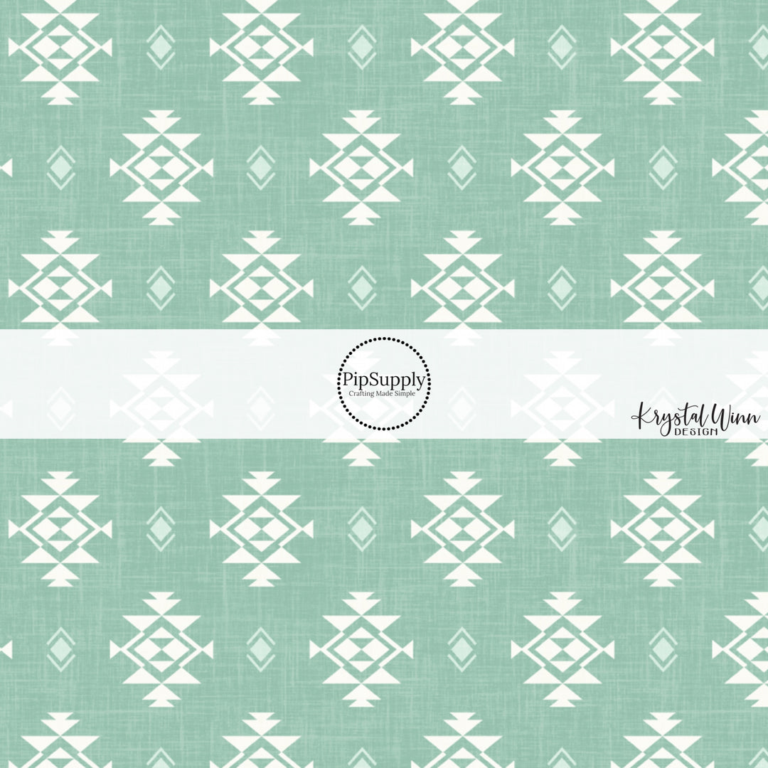 This summer fabric by the yard features western aztec pattern on aqua. This fun summer themed fabric can be used for all your sewing and crafting needs!