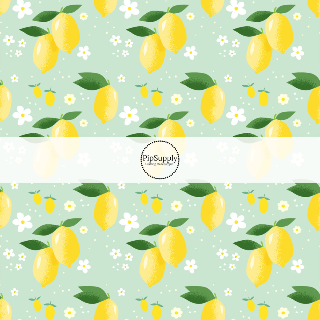 These fruit fabric by the yard features lemons and flowers. This fun pattern fabric can be used for all your sewing and crafting needs!