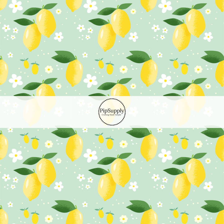 These fruit fabric by the yard features lemons and flowers. This fun pattern fabric can be used for all your sewing and crafting needs!