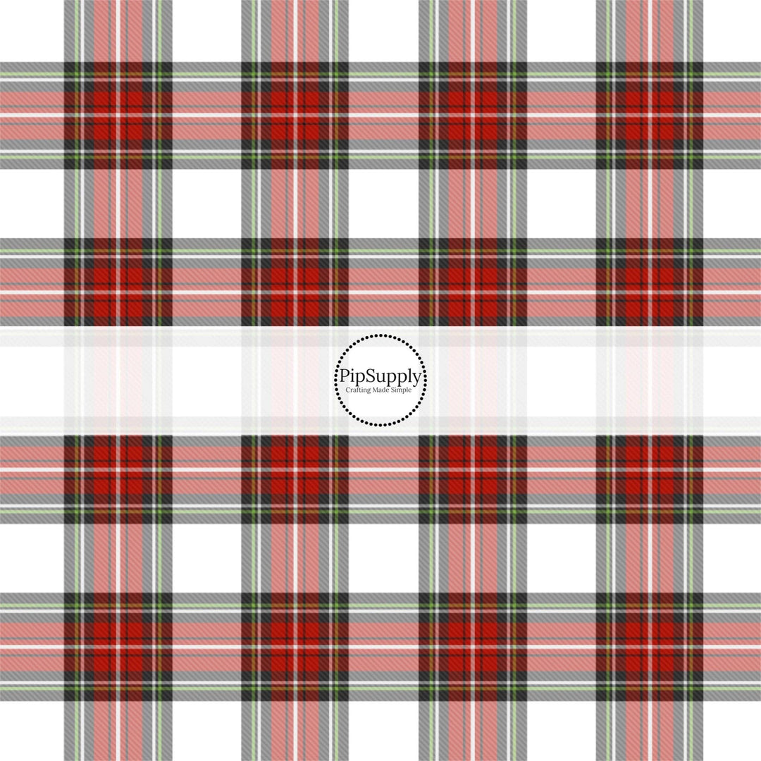 Holiday Berry Tartan Hair Bow Strips