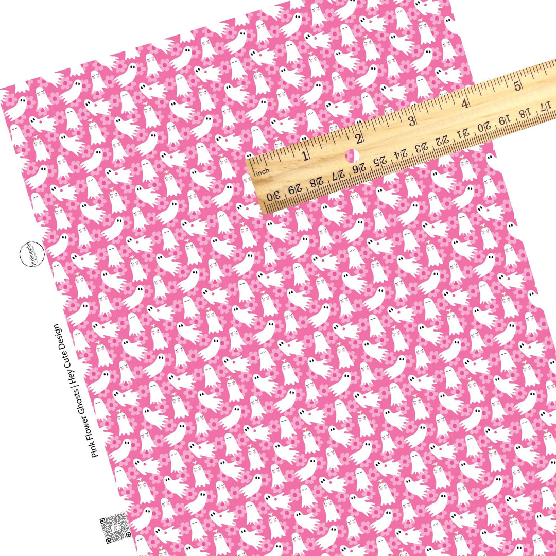 Pink Flower Ghosts Faux Leather Sheets