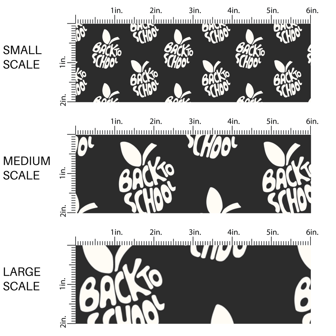 Back to School Apples on Black Fabric By The Yard