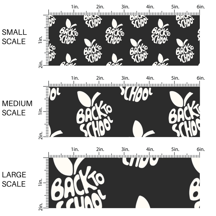 Back to School Apples on Black Fabric By The Yard