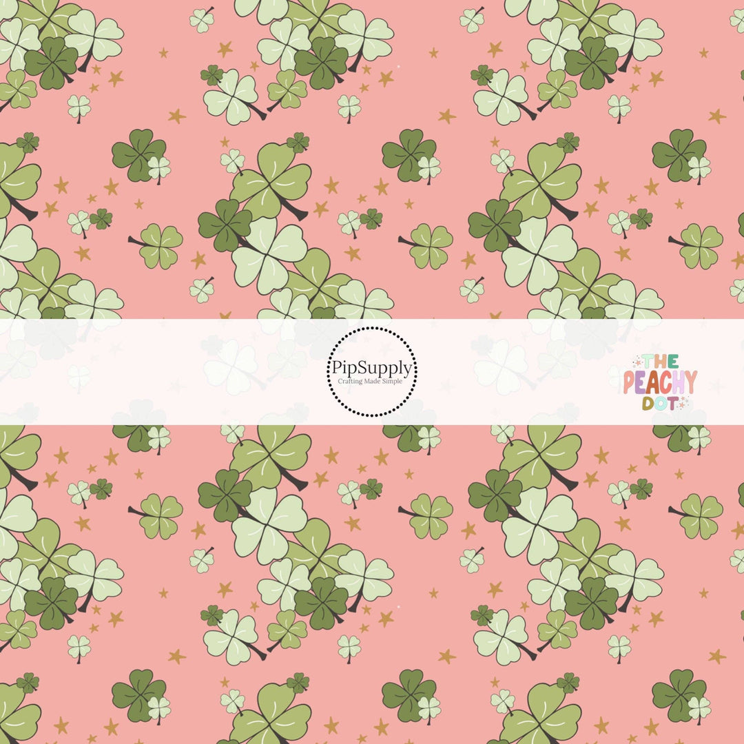 Scattered Clovers Coral Bow Strips