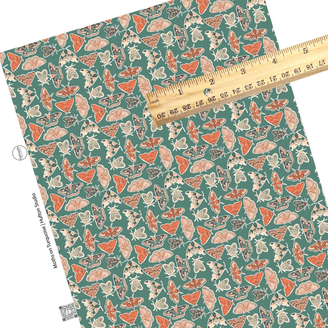 Moths on Turquoise Faux Leather Sheets