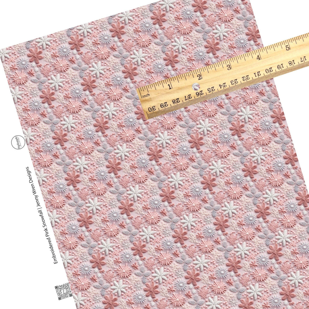 Embroidered Pink Snowfall Faux Leather Sheets