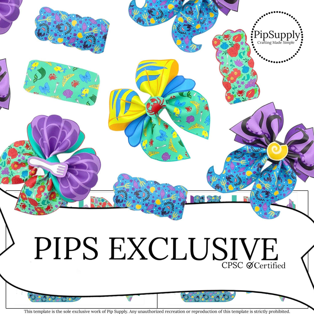 Under The Sea Princess Faux Leather DIY Hair Bows & Craft Cutouts