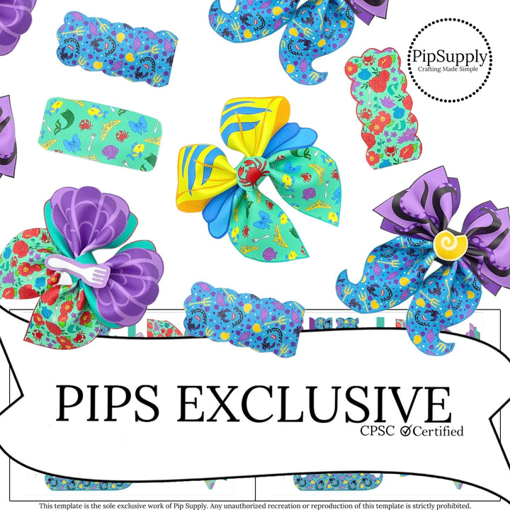 Under The Sea Princess Faux Leather DIY Hair Bows & Craft Cutouts