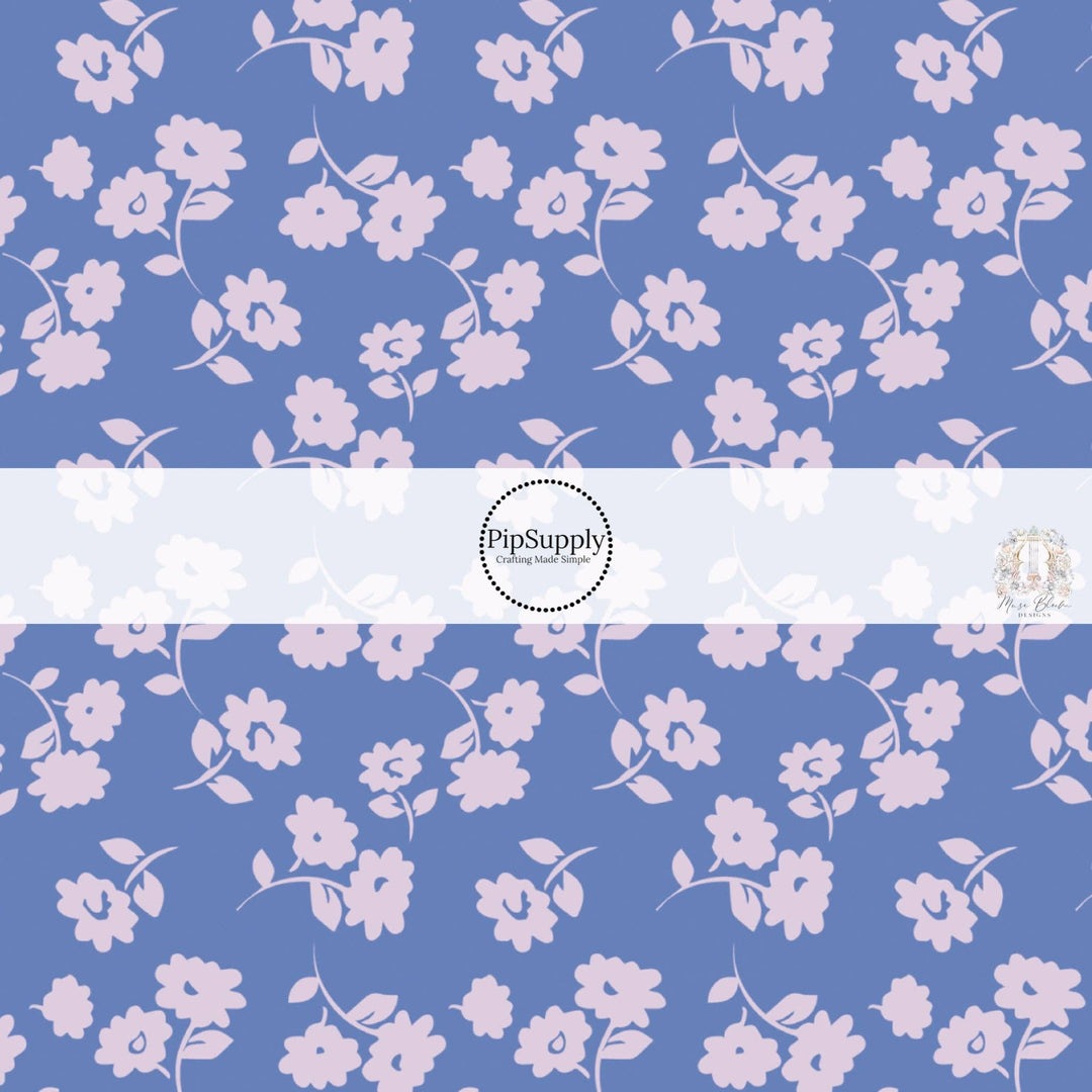 Lilac Periwinkle Falling Flowers Hair Bow Strips
