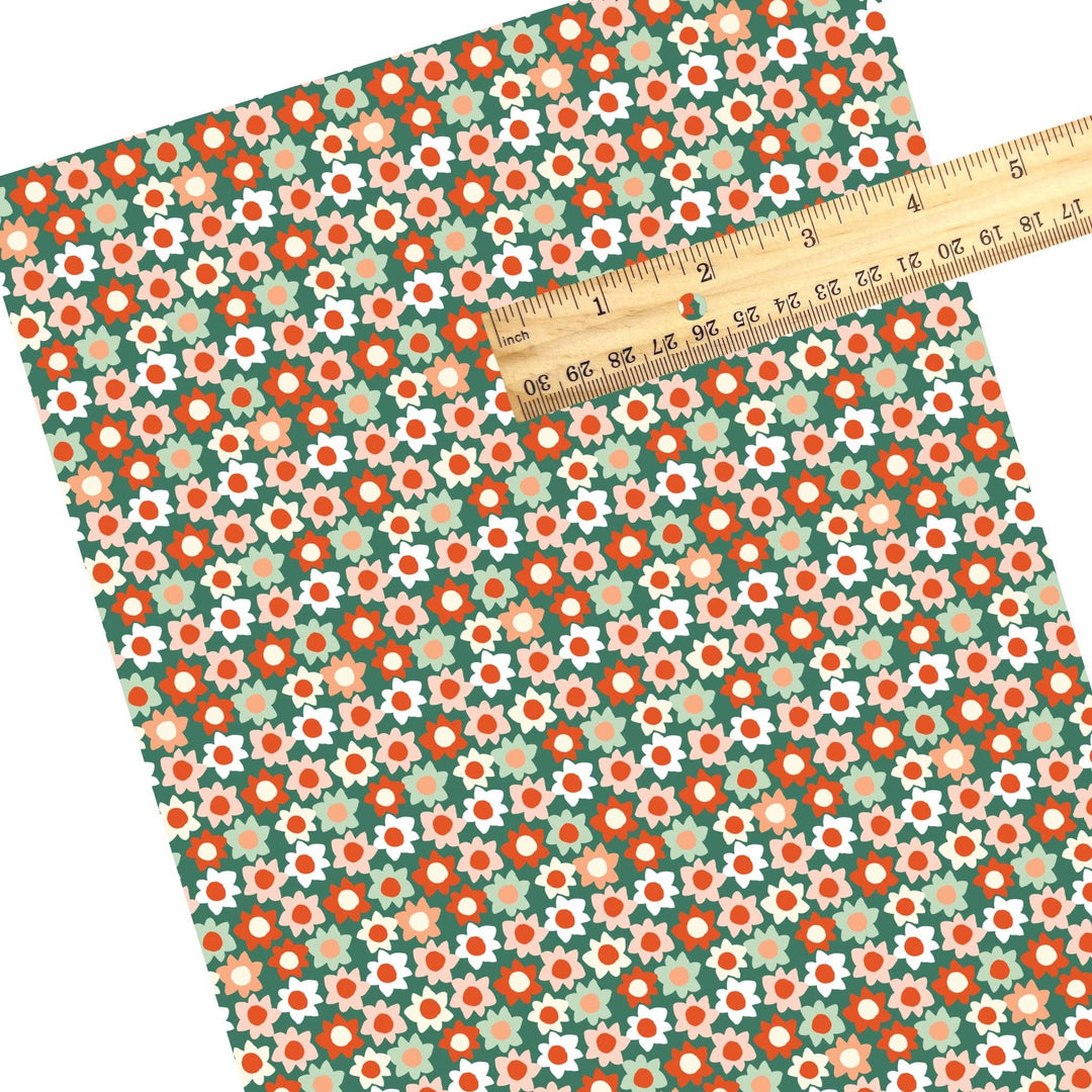 Festive Christmas Flowers Faux Leather Sheets