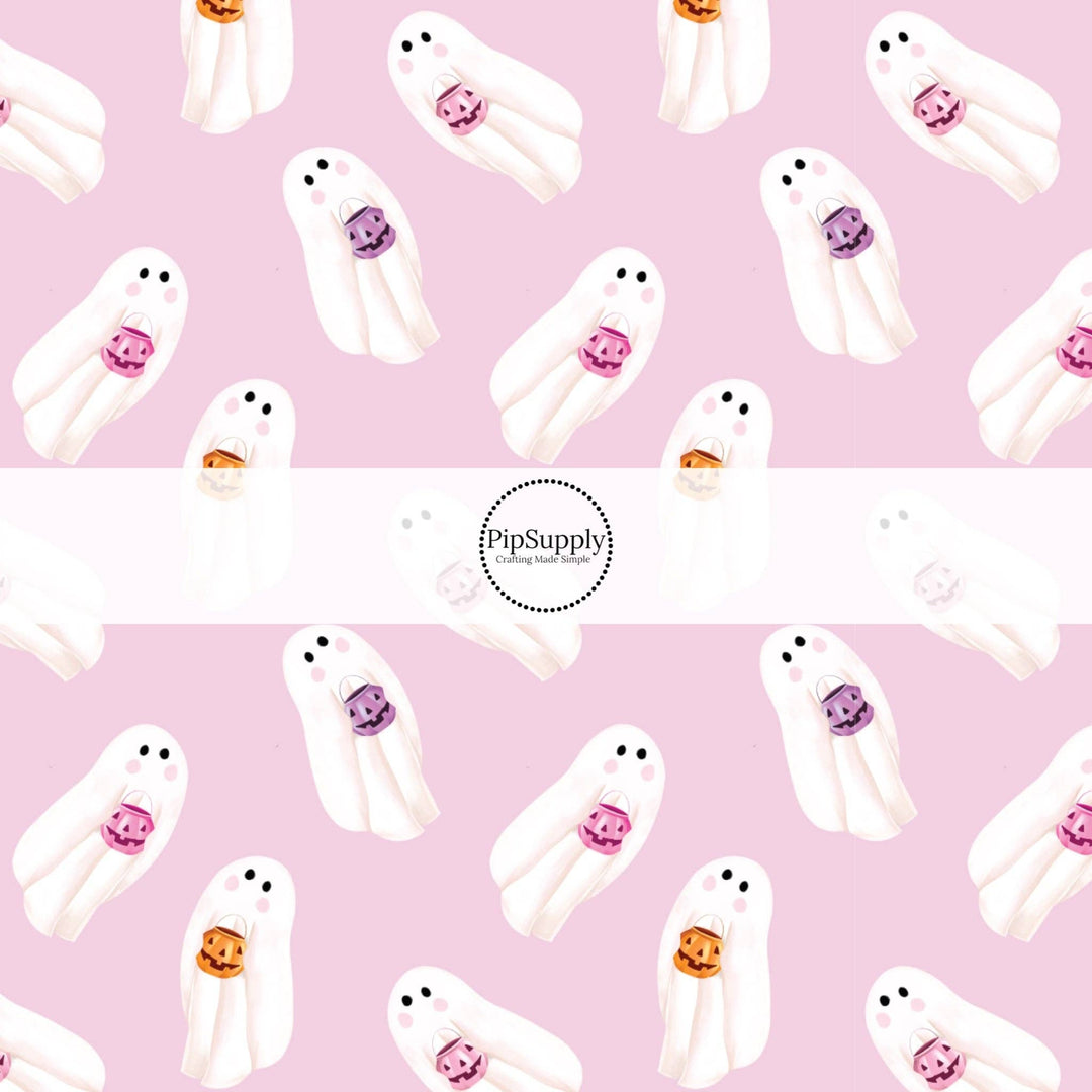 Trick or Treatin’ Ghosts Lilac Hair Bow Strips