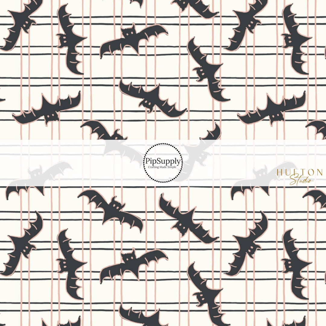 Spooky Bat Grid Hair Bow Strips