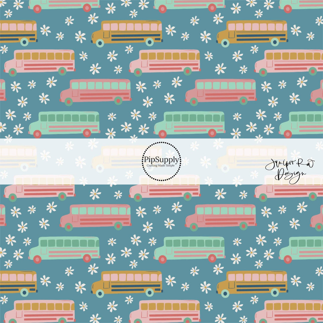 School Bus Daisies Hair Bow Strips