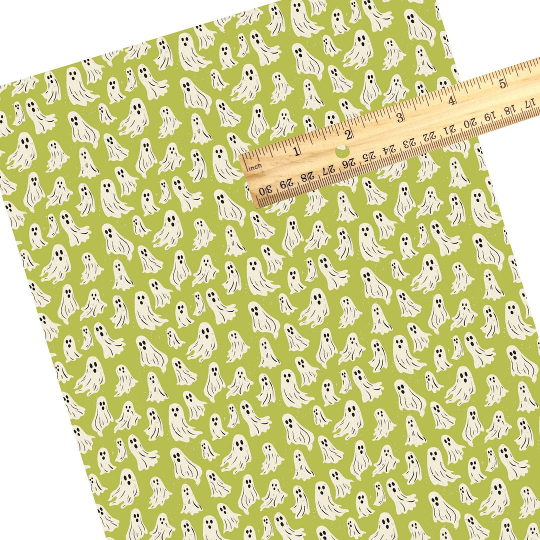Slime Green Ghosts Faux Leather Sheets
