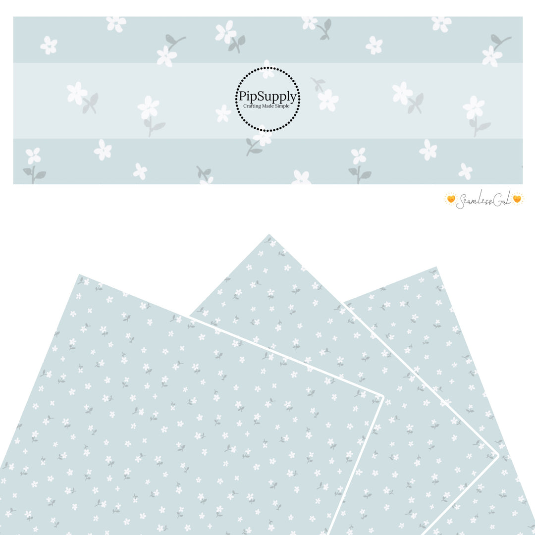 These spring themed faux leather sheets contain the following design elements: tiny flowers on baby blue. Our CPSIA compliant faux leather sheets or rolls can be used for all types of crafting projects.