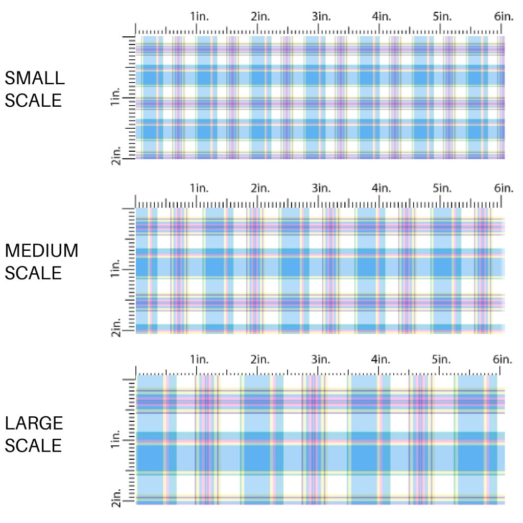 This spring fabric by the yard features blue spring tartan pattern. This fun pattern fabric can be used for all your sewing and crafting needs!