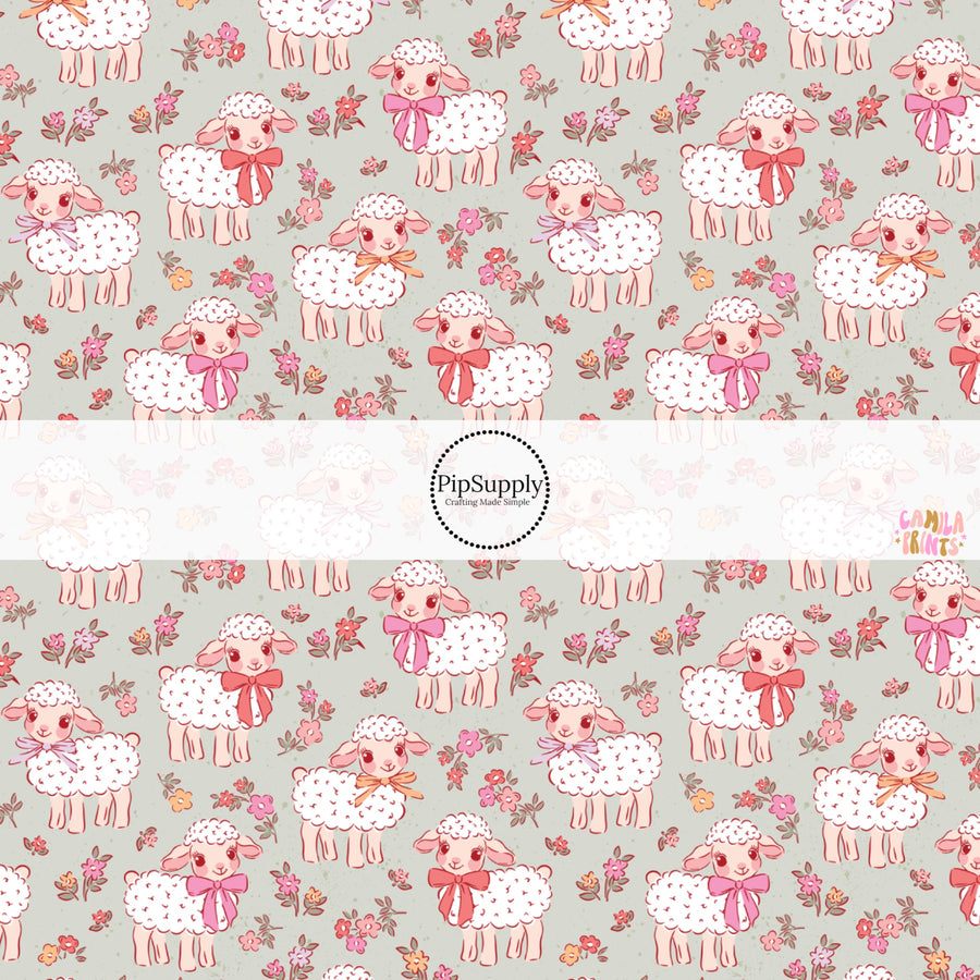 This Easter themed fabric by the yard features baby lambs and flowers. This fun pattern fabric can be used for all your sewing and crafting needs!