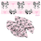 These spring pattern no sew bow strips can be easily tied and attached to a clip for a finished hair bow. These bow strips are great for personal use or to sell. The bow strips feature pink bows and cow pattern bow on light pink. 