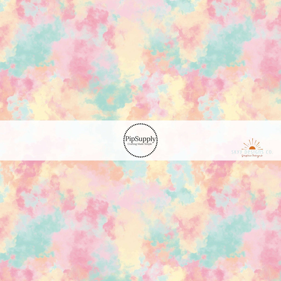 Pastel Tie Dye Clouds Fabric By The Yard