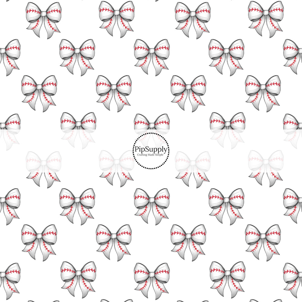 These sports themed pattern no sew bow strips can be easily tied and attached to a clip for a finished hair bow. These festive bow strips are great for personal use or to sell. These bow strips feature the following design elements: cream baseball bows.