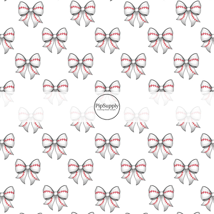 These sports themed pattern no sew bow strips can be easily tied and attached to a clip for a finished hair bow. These festive bow strips are great for personal use or to sell. These bow strips feature the following design elements: cream baseball bows.