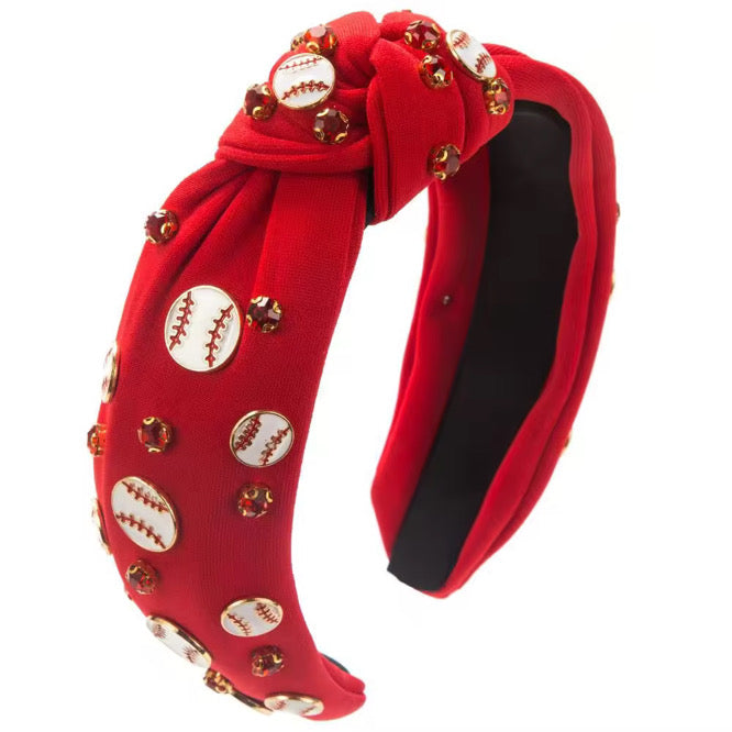 These sports bling and rhinestone embellished headbands are a stylish hair accessory having the look of a knotted headwrap and the on and off ease of a headband. Made with thick high quality fabric these headbands are a perfect simple and fashionable answer to keeping your hair back!