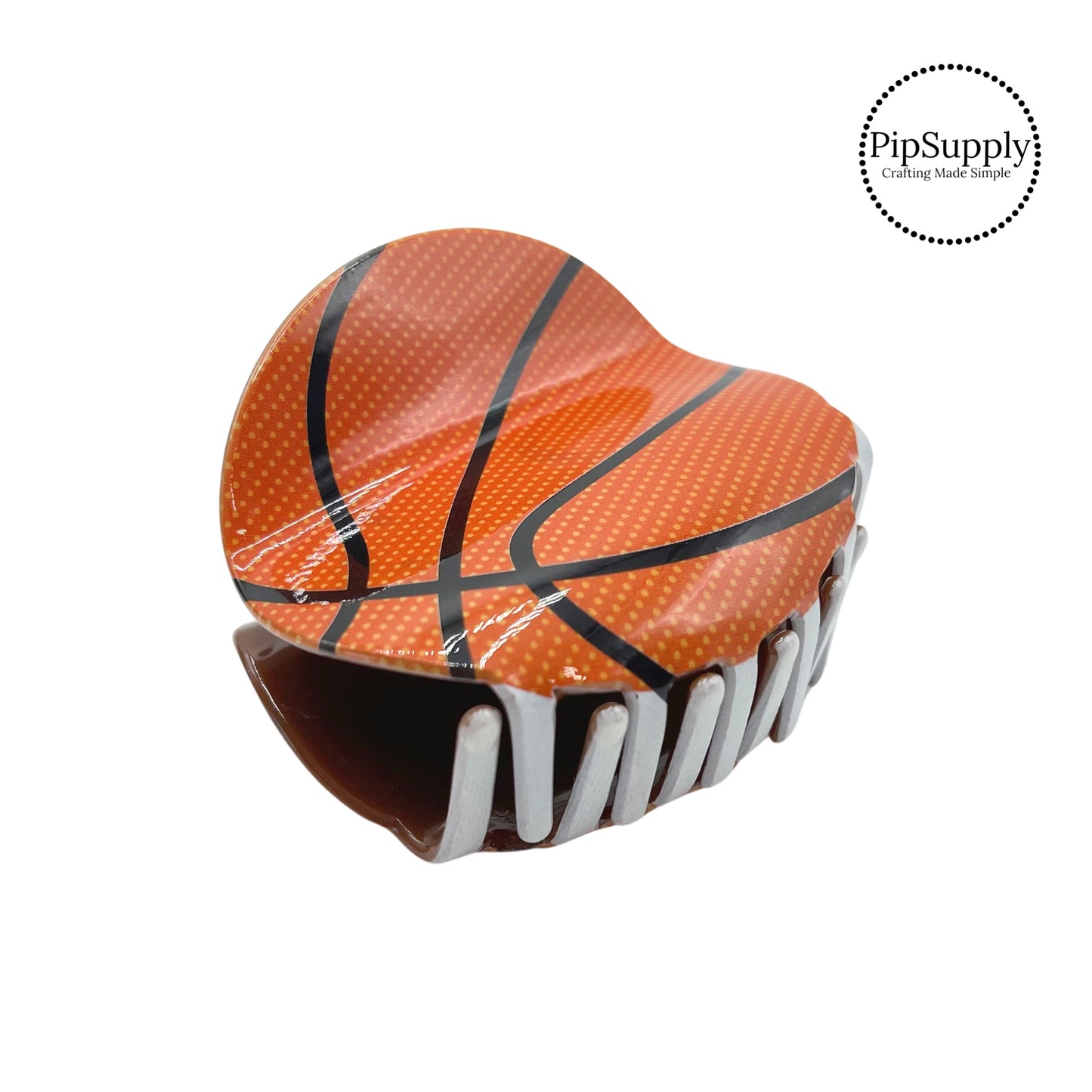 basketball print on round hair clip