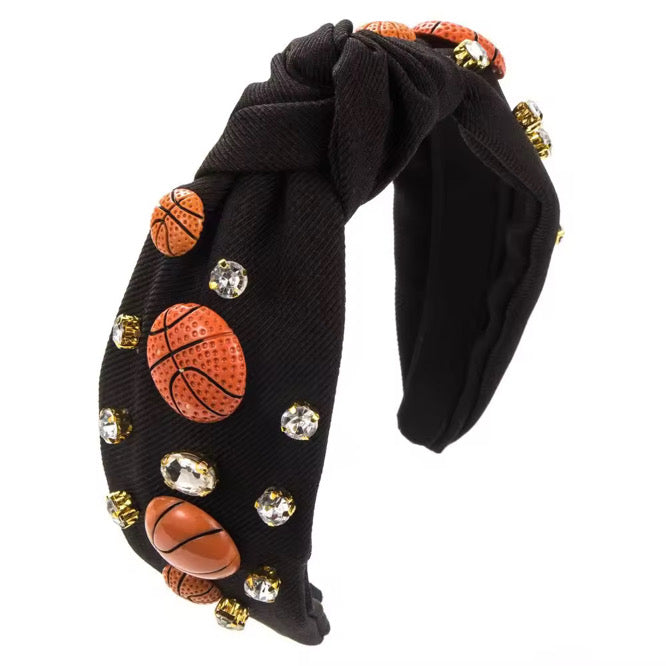 These sports bling and rhinestone embellished headbands are a stylish hair accessory having the look of a knotted headwrap and the on and off ease of a headband. Made with thick high quality fabric these headbands are a perfect simple and fashionable answer to keeping your hair back!