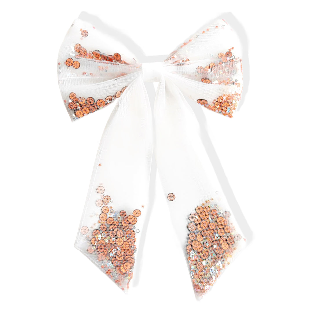 These sports tulle long tail shaker tied bows are ready to package and resell to your customers no sewing or measuring necessary! These hair bows come with a clip already attached. The tulle shaker bow comes pre-filled with basketball pattern clay mix.