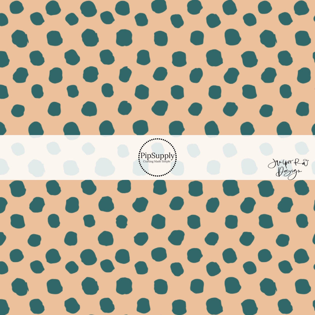 Teal and Beige Speckles Hair Bow Strips