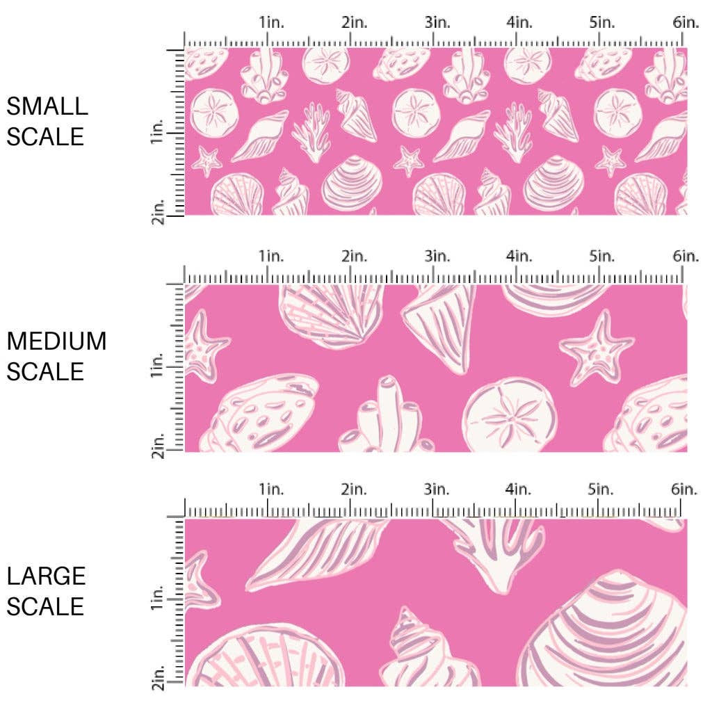 Cream Shells on Pink Fabric By The Yard