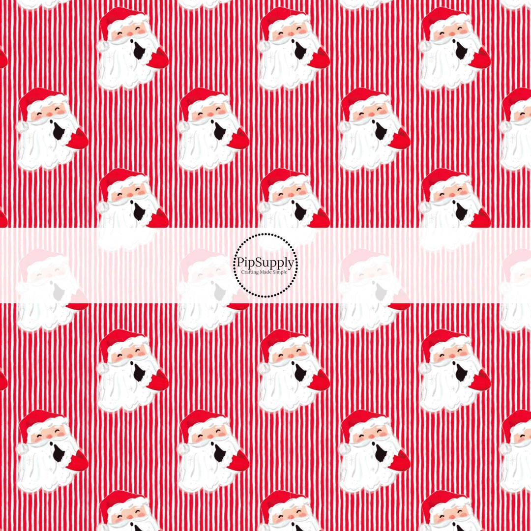 Simple Santa Shh Red Stripes Hair Bow Strips