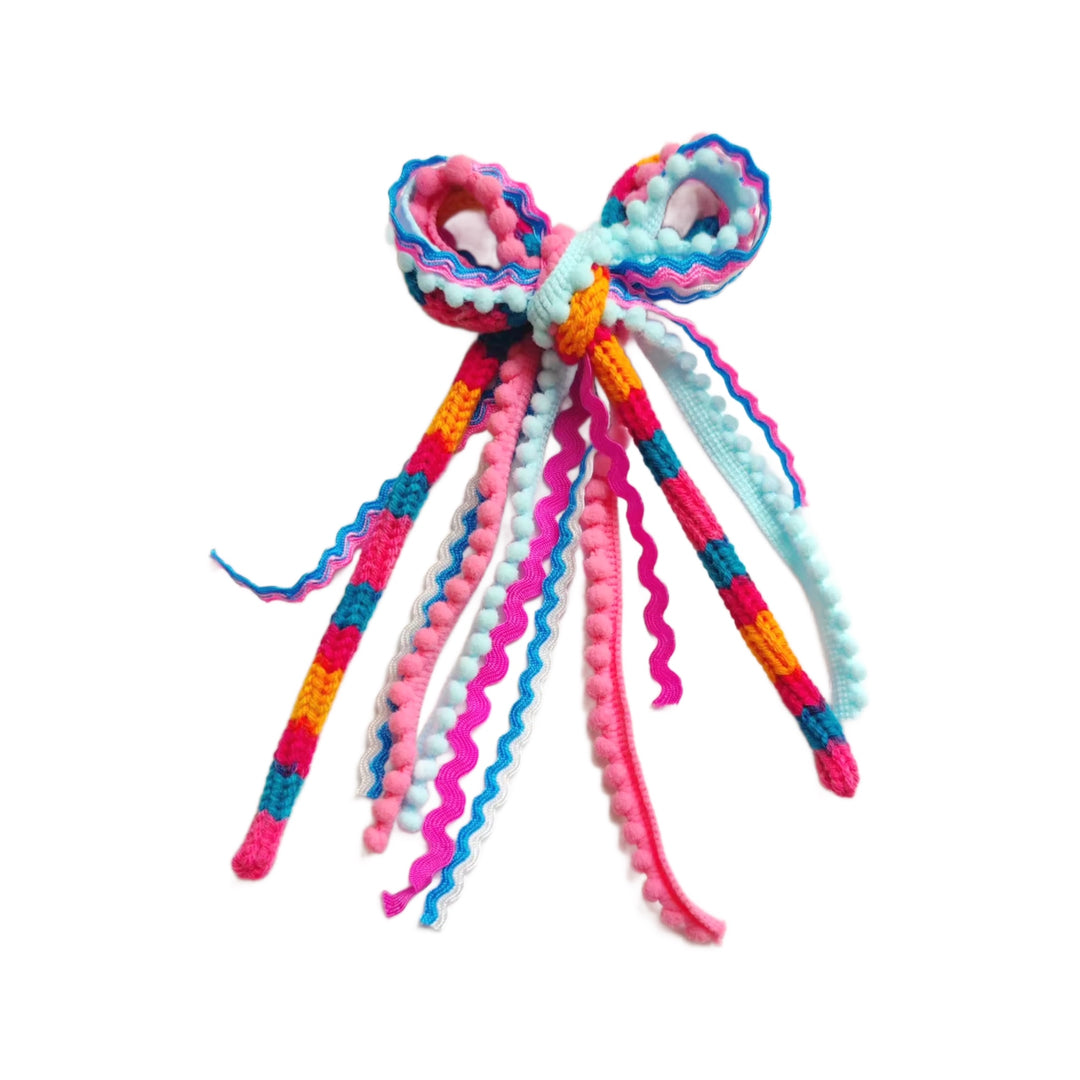 These summer colorful ribbon tied bows are ready to package and resell to your customers no sewing or measuring necessary! These hair bows come with a clip already attached.