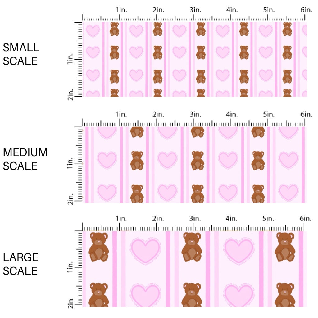 This holiday fabric by the yard features bears and hearts. This festive pattern fabric can be used for all your sewing and crafting needs!