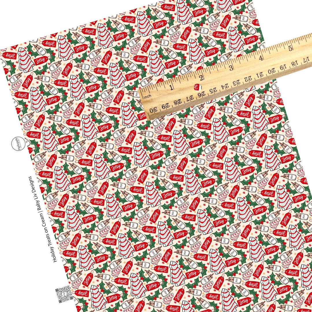 Holiday Treats on Cream Faux Leather Sheets