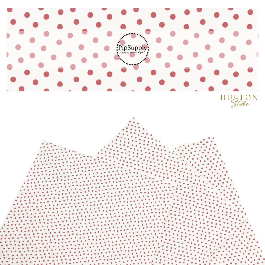 These spring themed faux leather sheets contain the following design elements: spring polka dots. Our CPSIA compliant faux leather sheets or rolls can be used for all types of crafting projects.