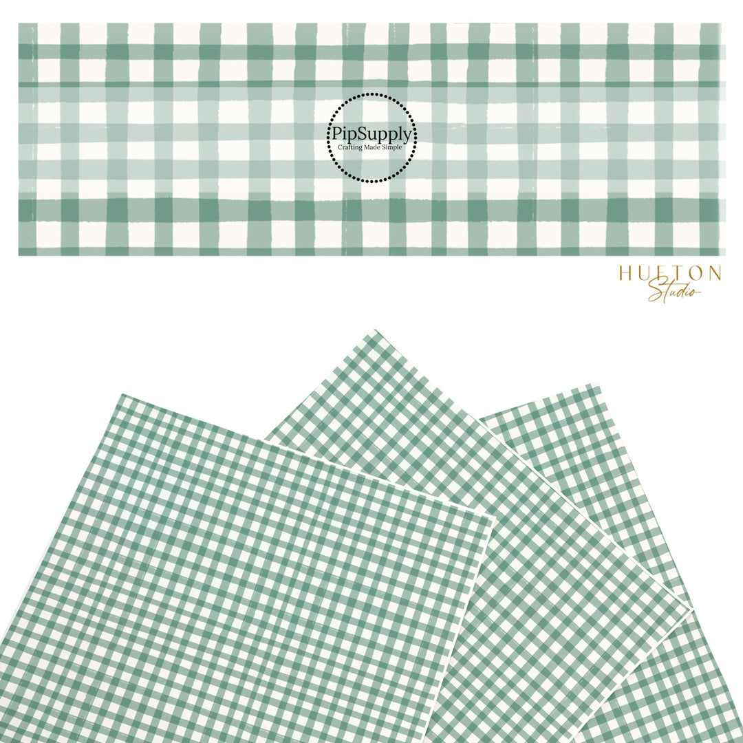 These spring themed faux leather sheets contain the following design elements: spring green plaid pattern. Our CPSIA compliant faux leather sheets or rolls can be used for all types of crafting projects.