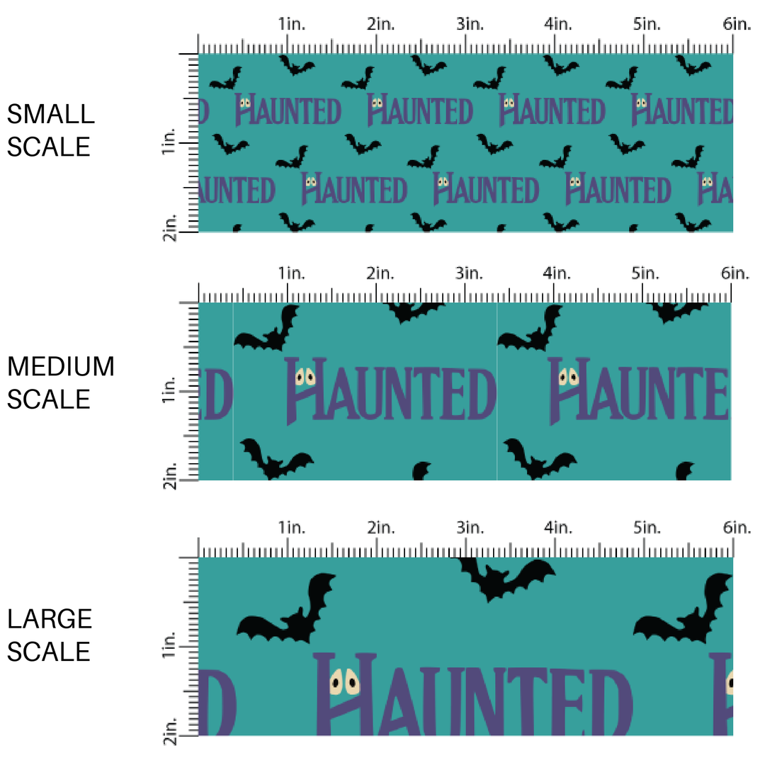 Haunted on Teal Fabric By The Yard
