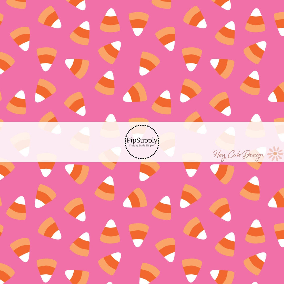 Candy Corns on Hot Pink Fabric By The Yard