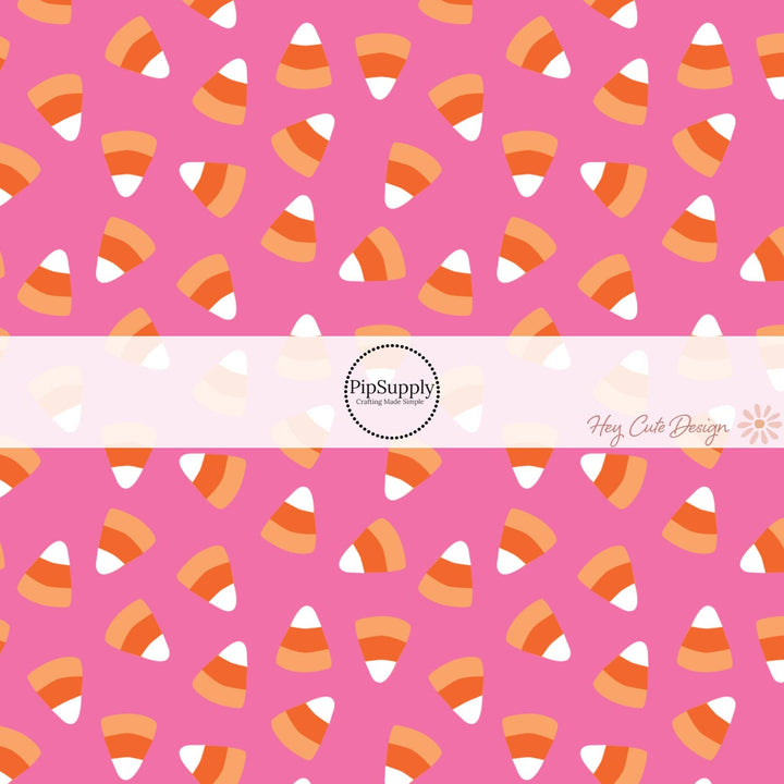Candy Corns on Hot Pink Fabric By The Yard