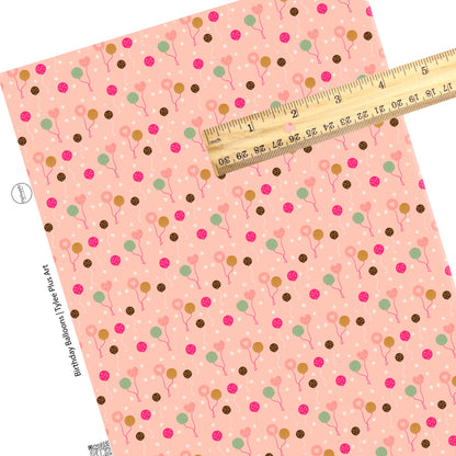 These celebration faux leather sheets contain the following design elements: colorful balloons on pink. Our CPSIA compliant faux leather sheets or rolls can be used for all types of crafting projects.