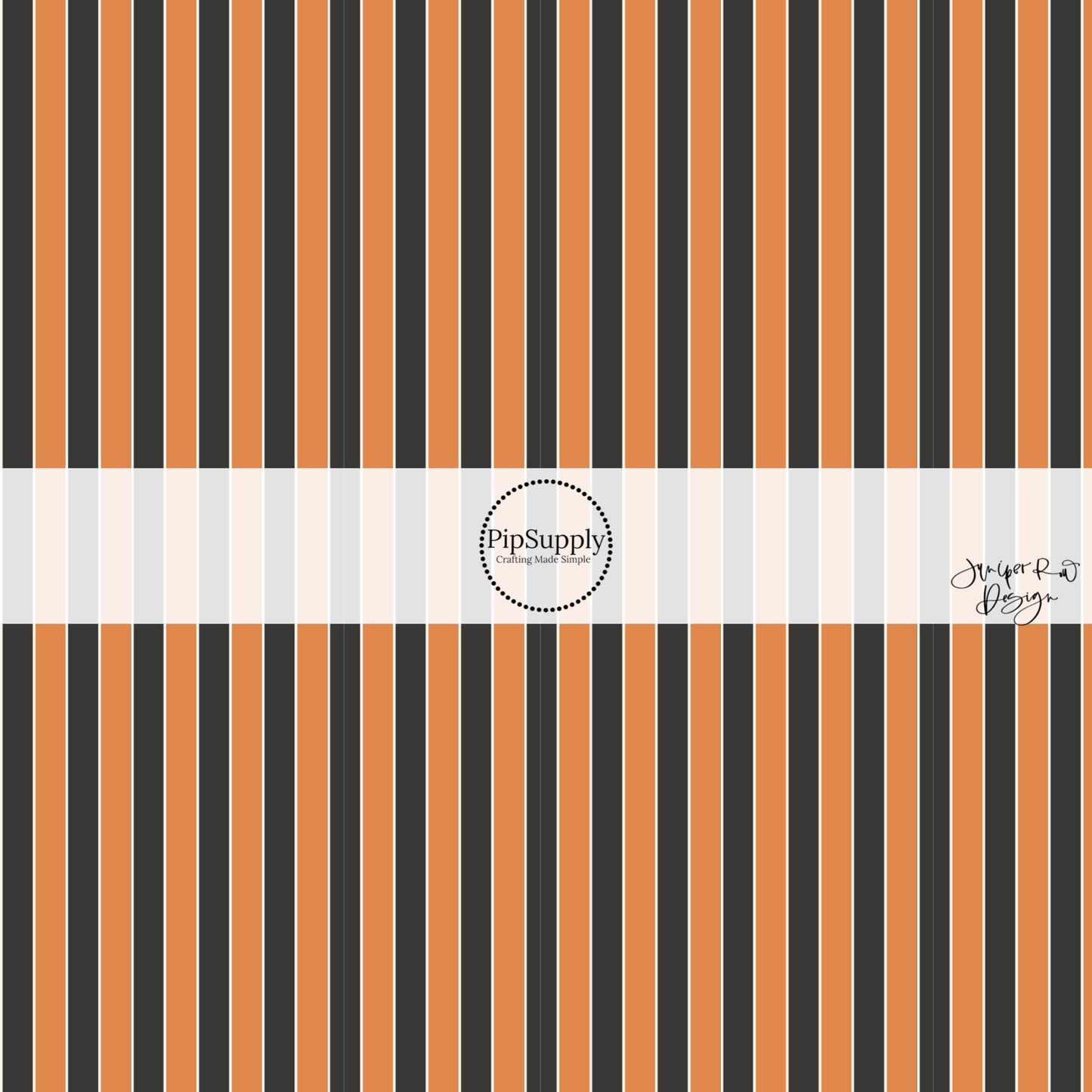 Thin white lines on black and orange stripes hair bow strips
