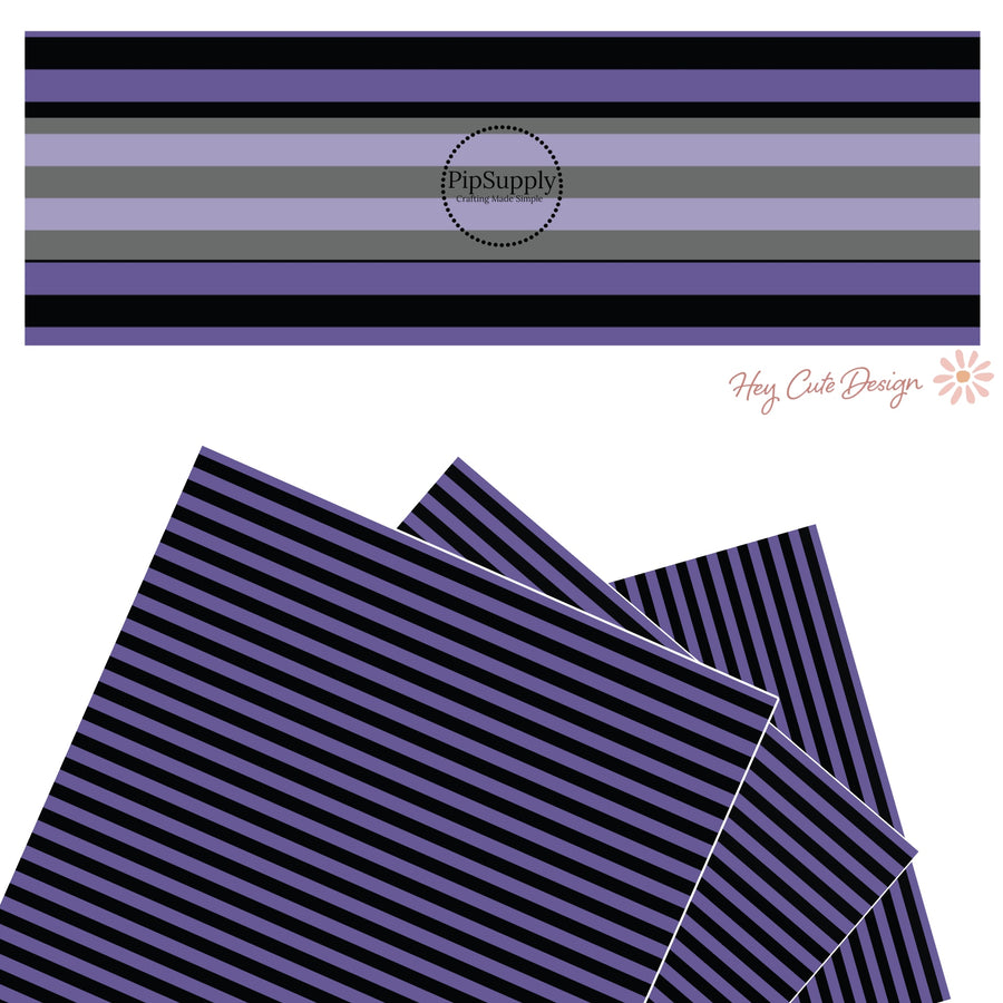 Thick purple and black stripes faux leather sheet