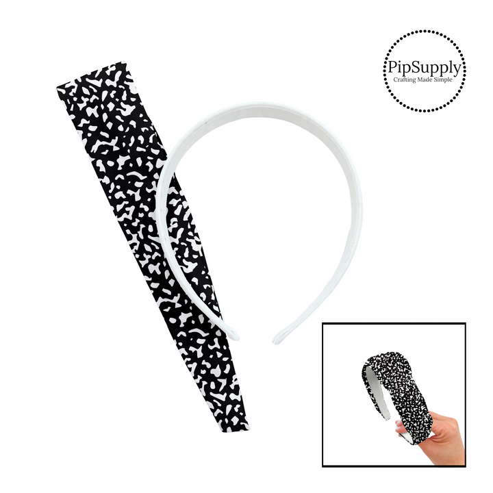 Black and white patterned school book knotted headband kit