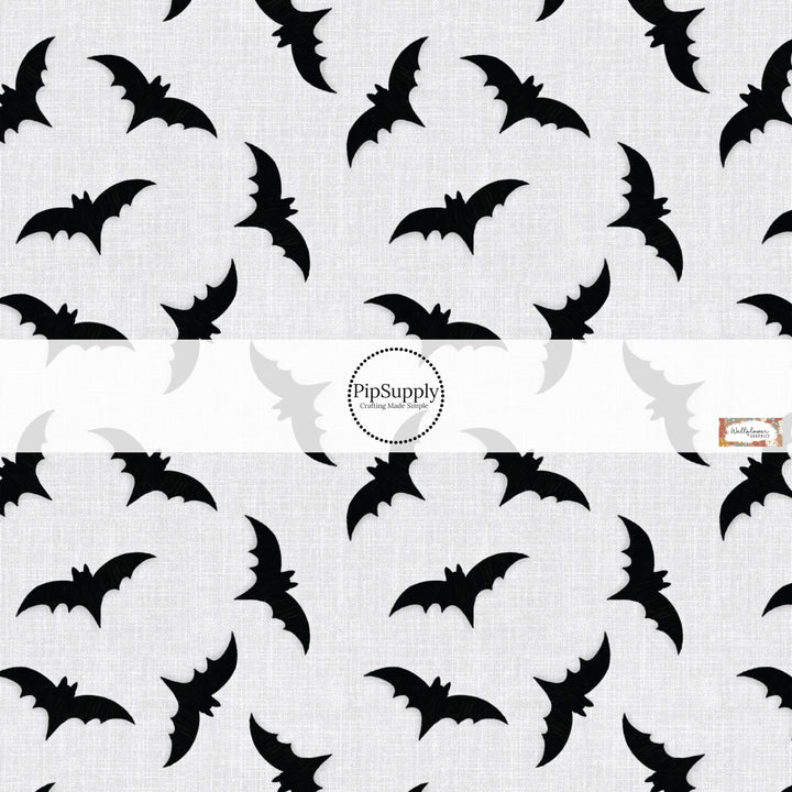 These Halloween themed pattern fabric by the yard features the following design elements: bats on gray. This fun spooky themed fabric can be used for all your sewing and crafting needs!