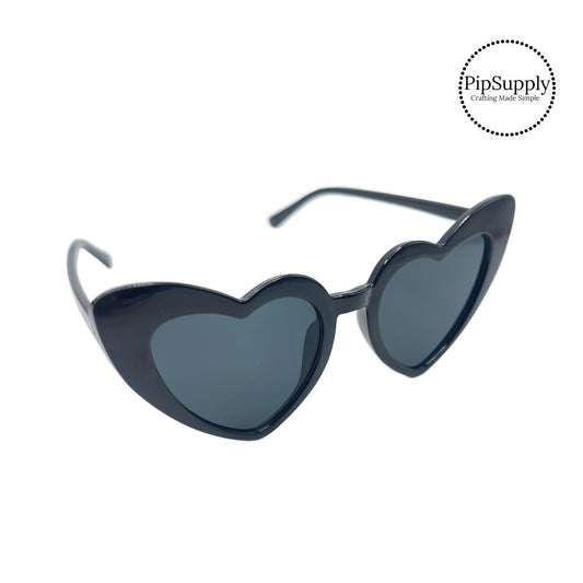 Solid black heart cat eye sunglasses