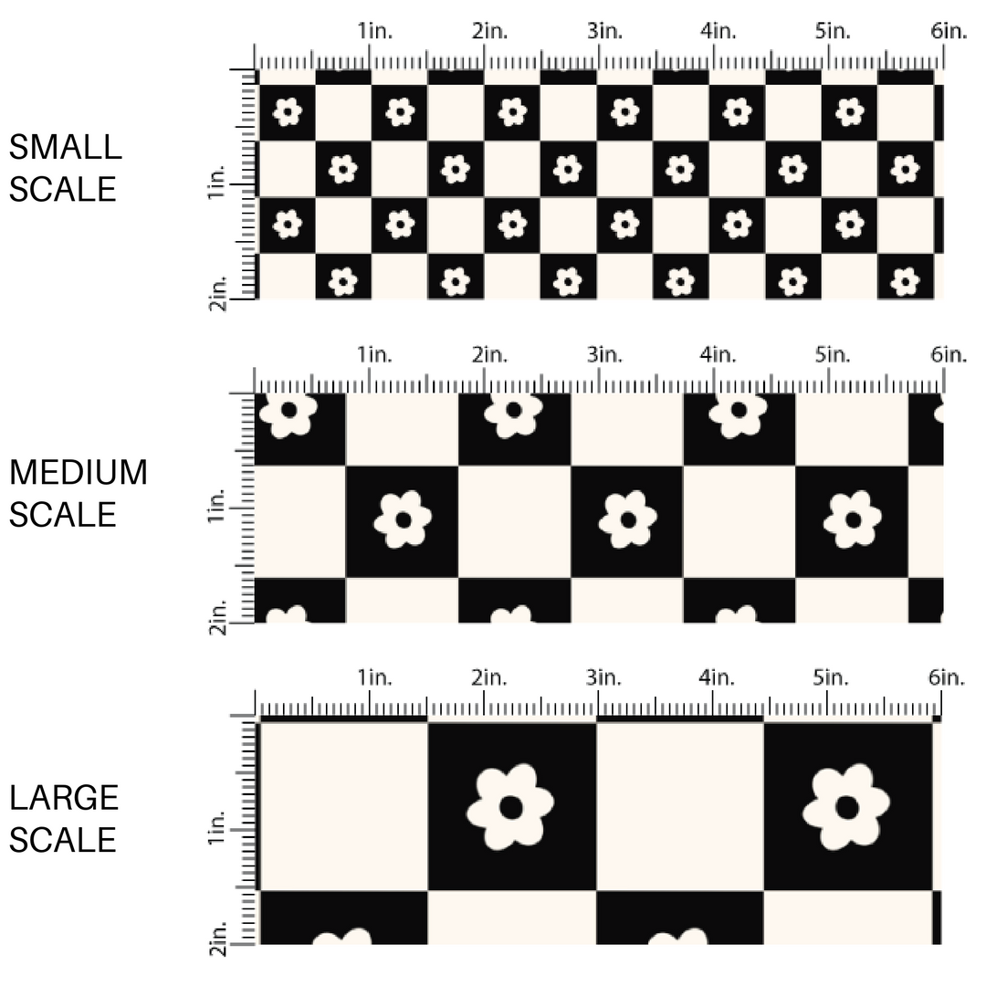 Black Daisy Checkered Fabric by the Yard scaled image guide.