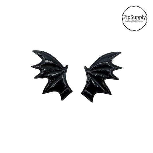 black glossy pair of bat wings for hair bows and embellishing craft projectgs