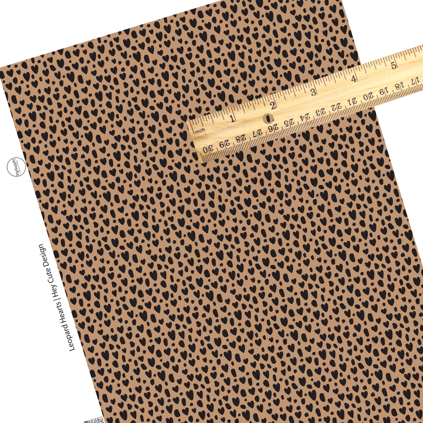 These heart and spot themed brown faux leather sheets contain the following design elements: leopard pattern with hearts and spots in black on brown. Our CPSIA compliant faux leather sheets or rolls can be used for all types of crafting projects. 