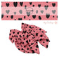 These heart and spot themed pink no sew bow strips can be easily tied and attached to a clip for a finished hair bow. These fun animal themed bow strips with leopard pattern with hearts and spots in black on pink are great for personal use or to sell.